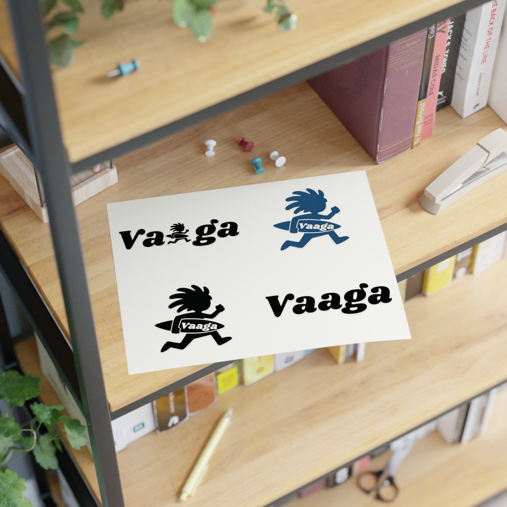 Vaaga Surfing Character Sticker Sheet | Logo Decal Set