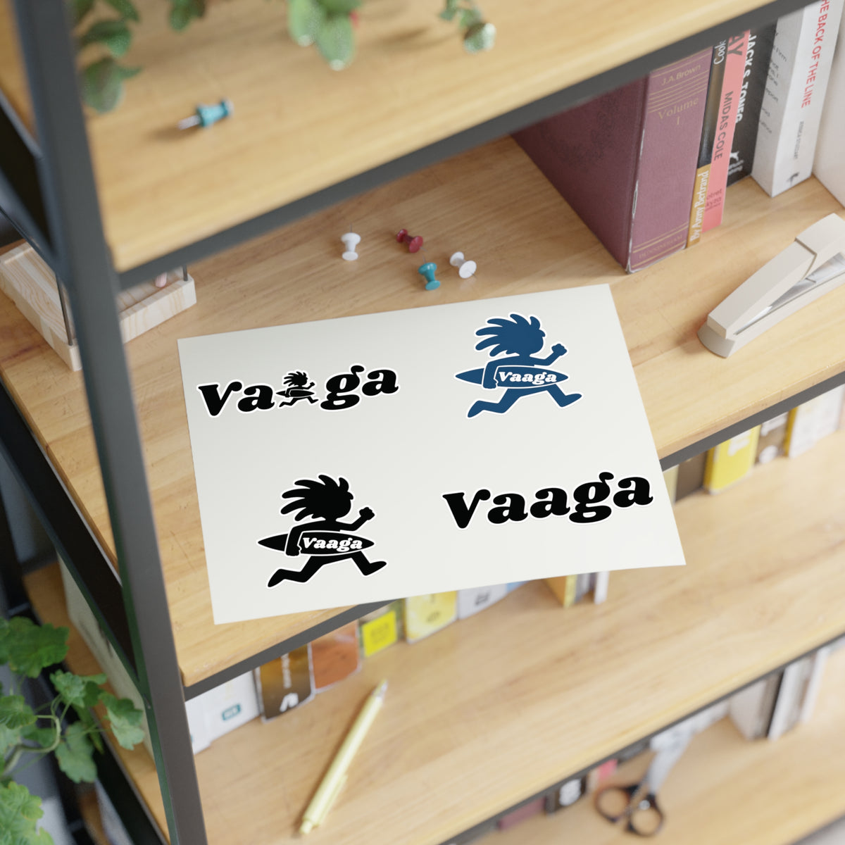 Vaaga Surfing Character Sticker Sheet | Logo Decal Set
