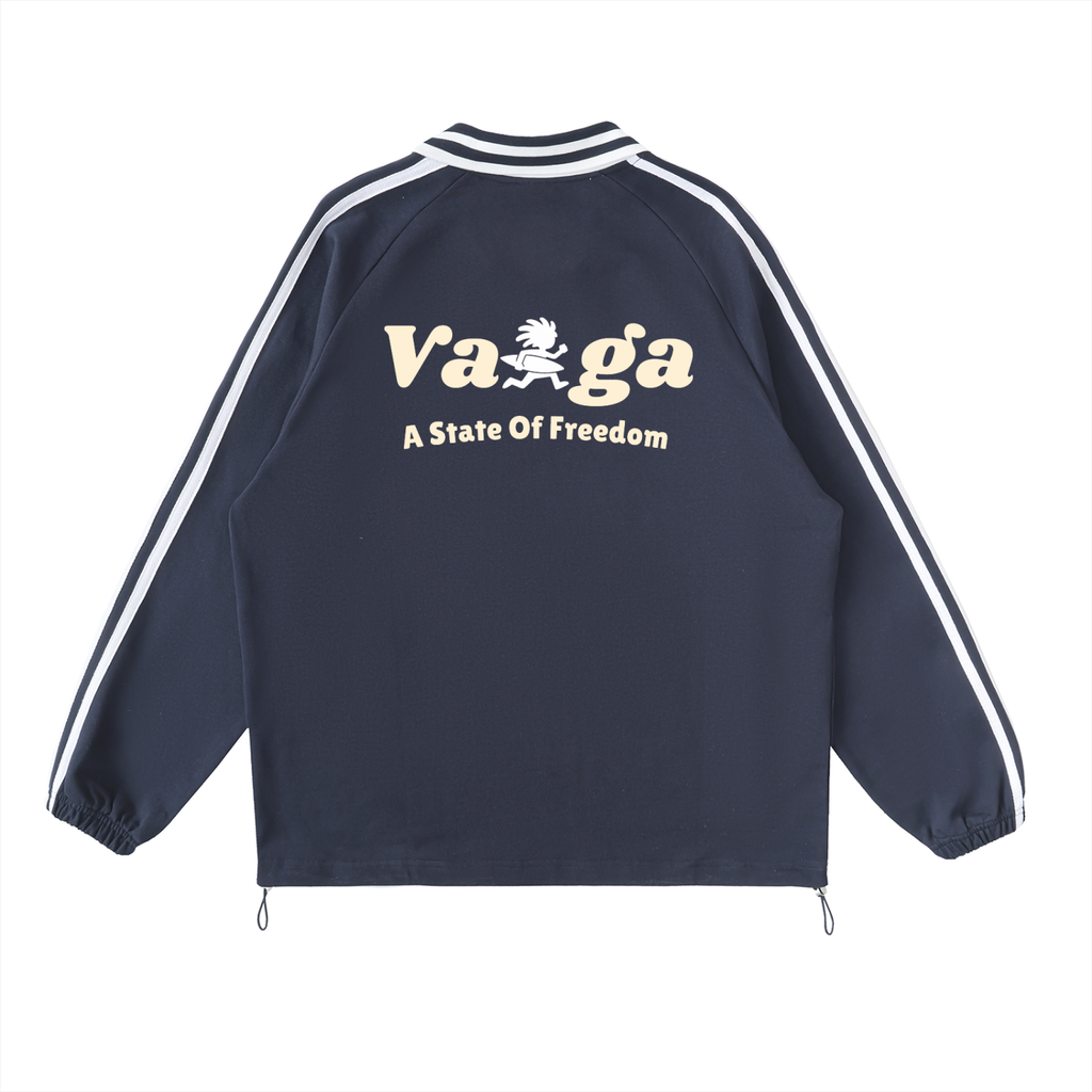 "A State of Freedom" Contrast Striped Lapel Collar Sweatshirt
