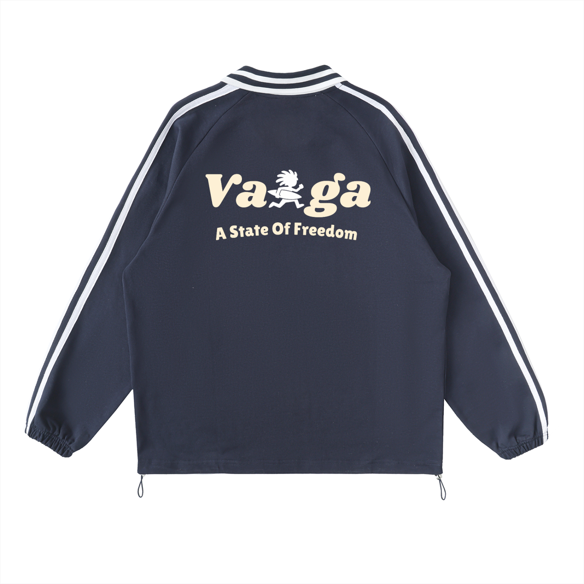"A State of Freedom" Contrast Striped Lapel Collar Sweatshirt