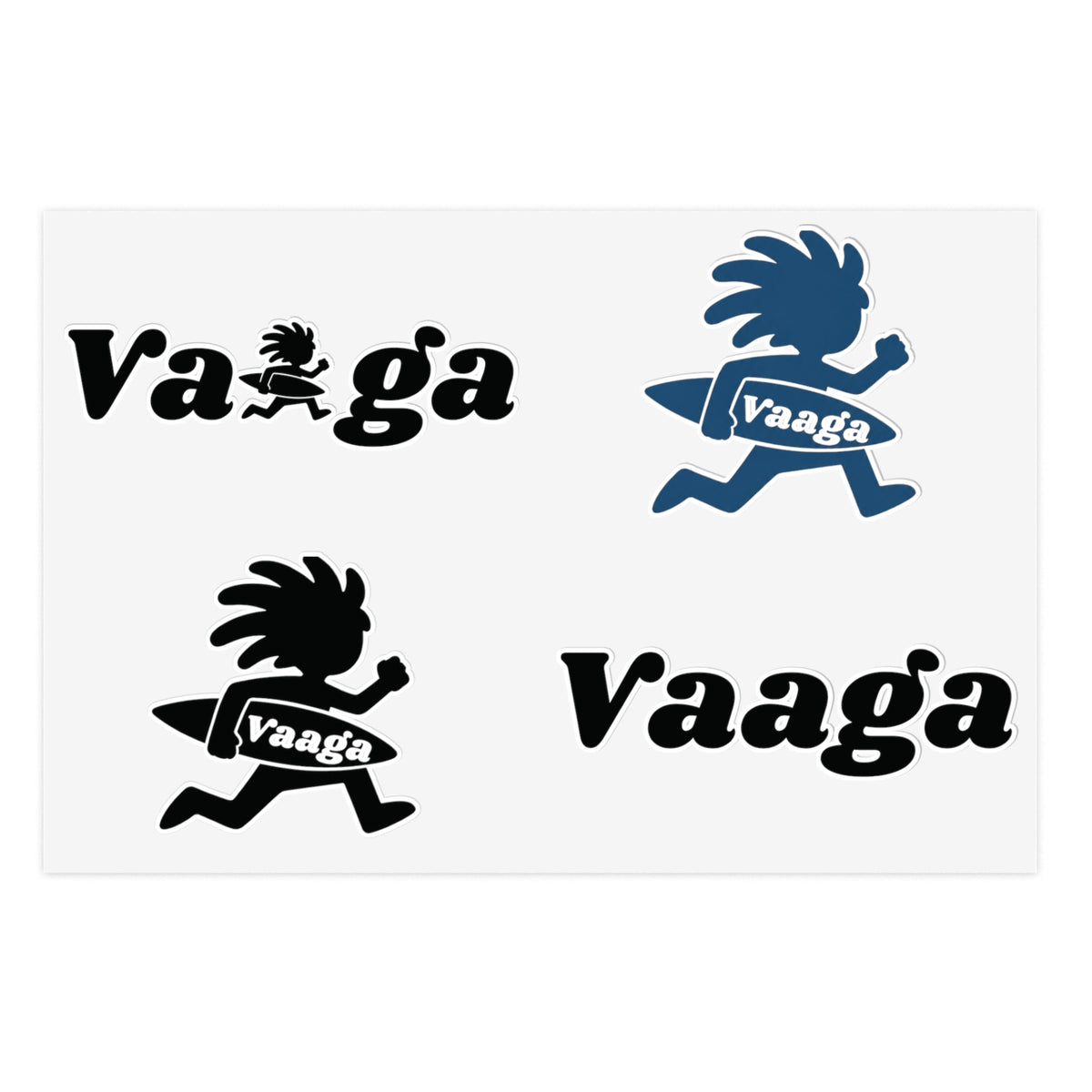 Vaaga Surfing Character Sticker Sheet | Logo Decal Set