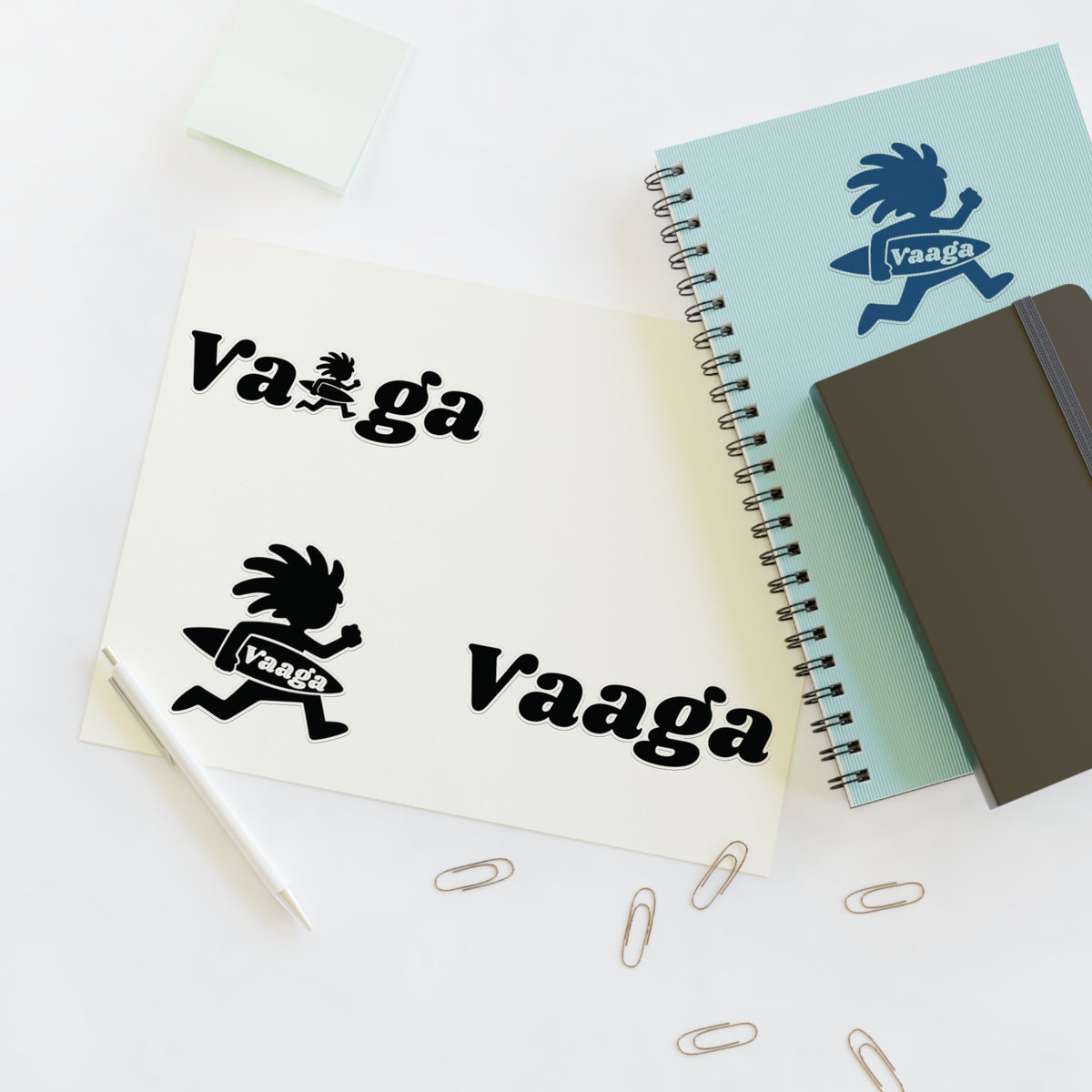 Vaaga Surfing Character Sticker Sheet | Logo Decal Set