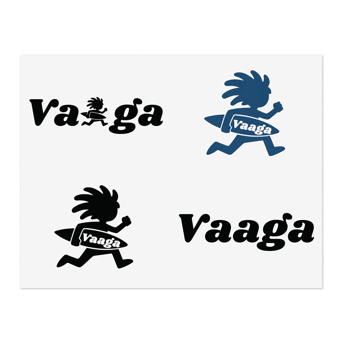 Vaaga Surfing Character Sticker Sheet | Logo Decal Set