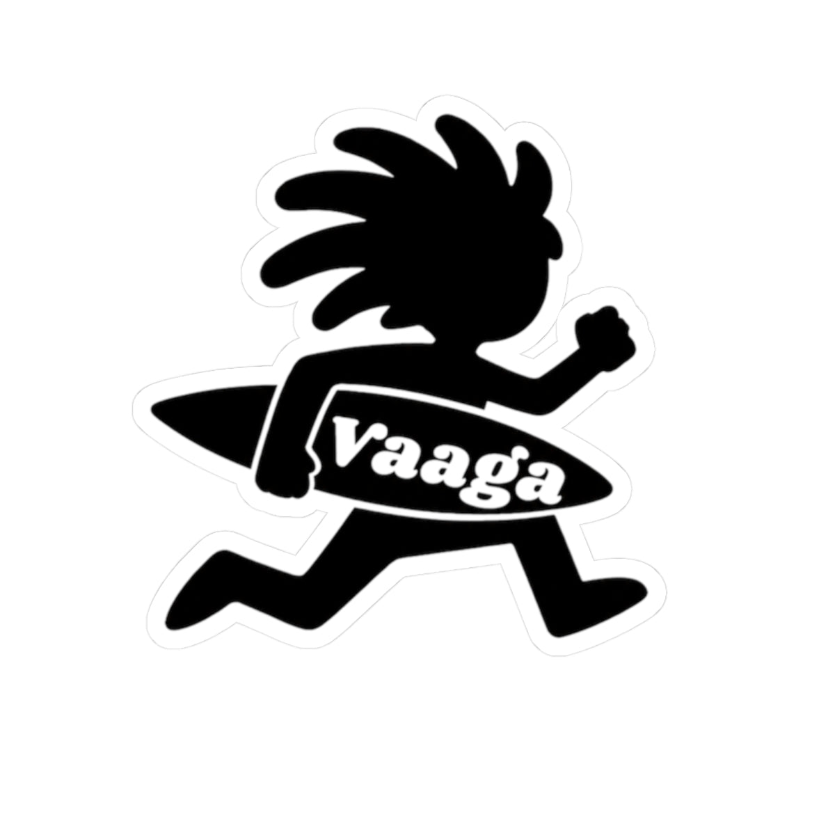 Surfer Runner Sticker | Kiss-Cut Sticker, Black Silhouette "vaaga"
