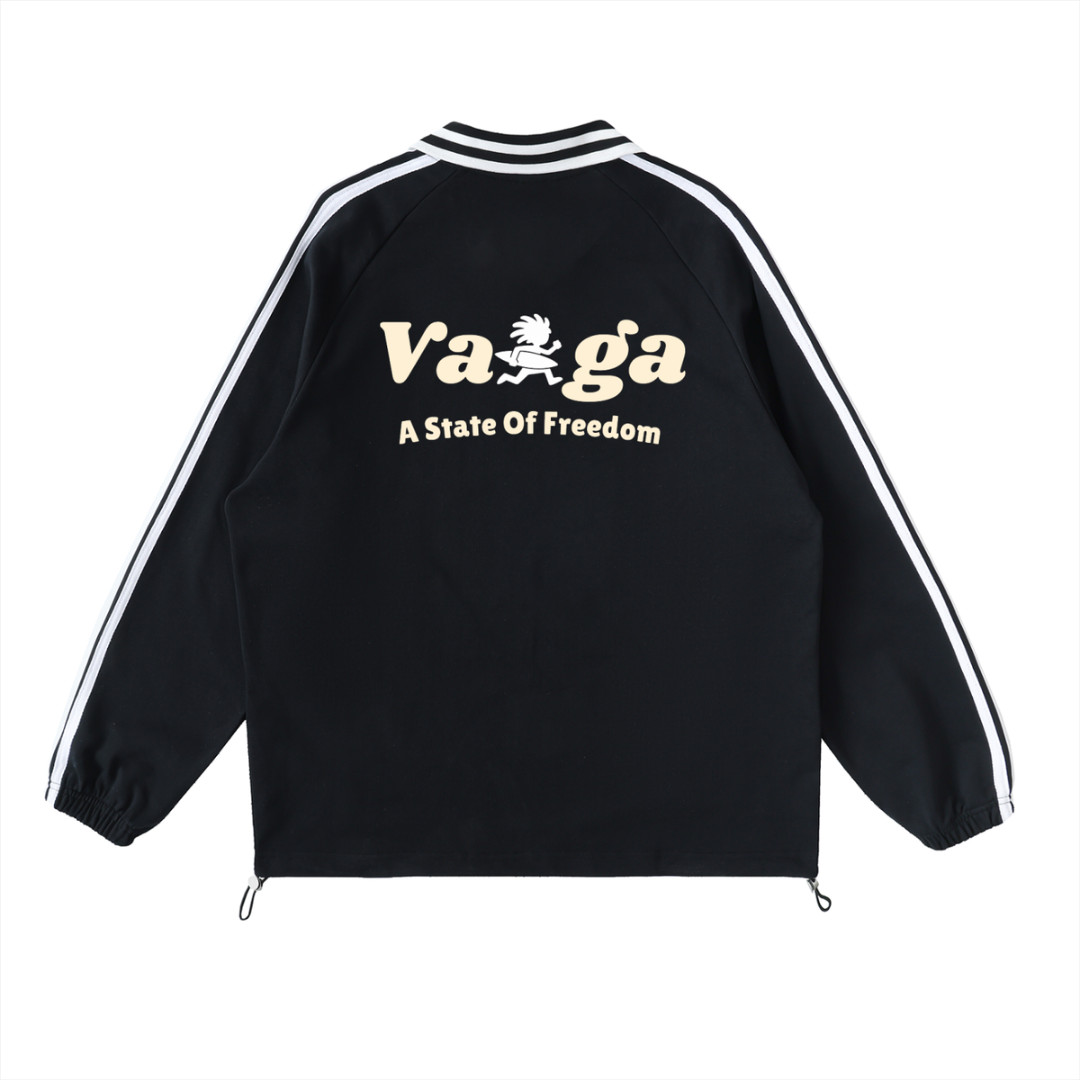 "A State of Freedom" Contrast Striped Lapel Collar Sweatshirt
