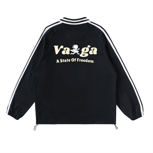 "A State of Freedom" Contrast Striped Lapel Collar Sweatshirt