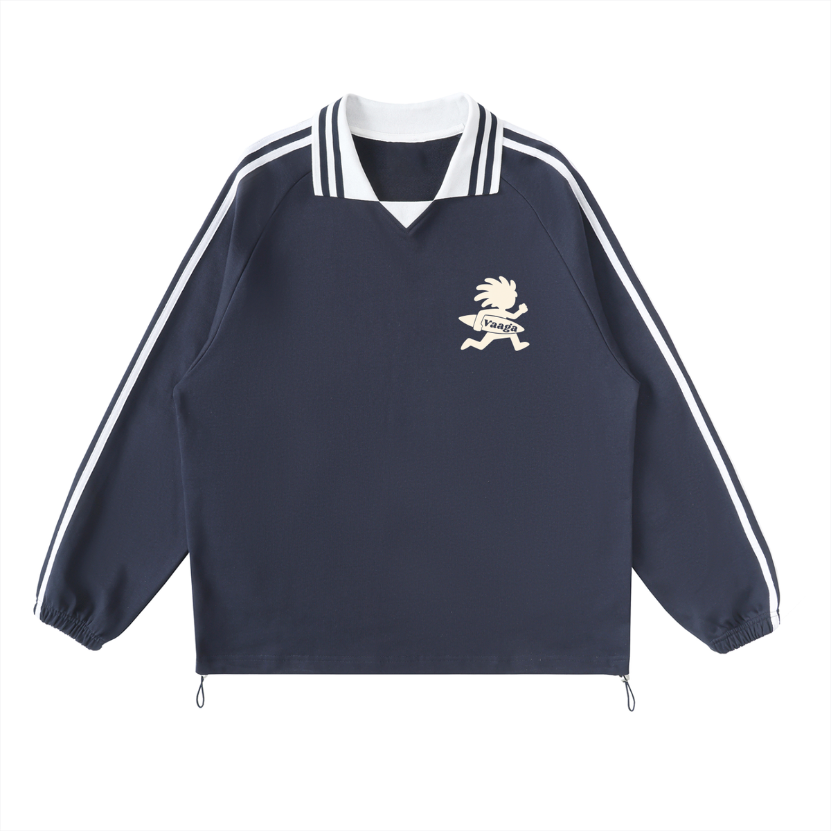 "A State of Freedom" Contrast Striped Lapel Collar Sweatshirt