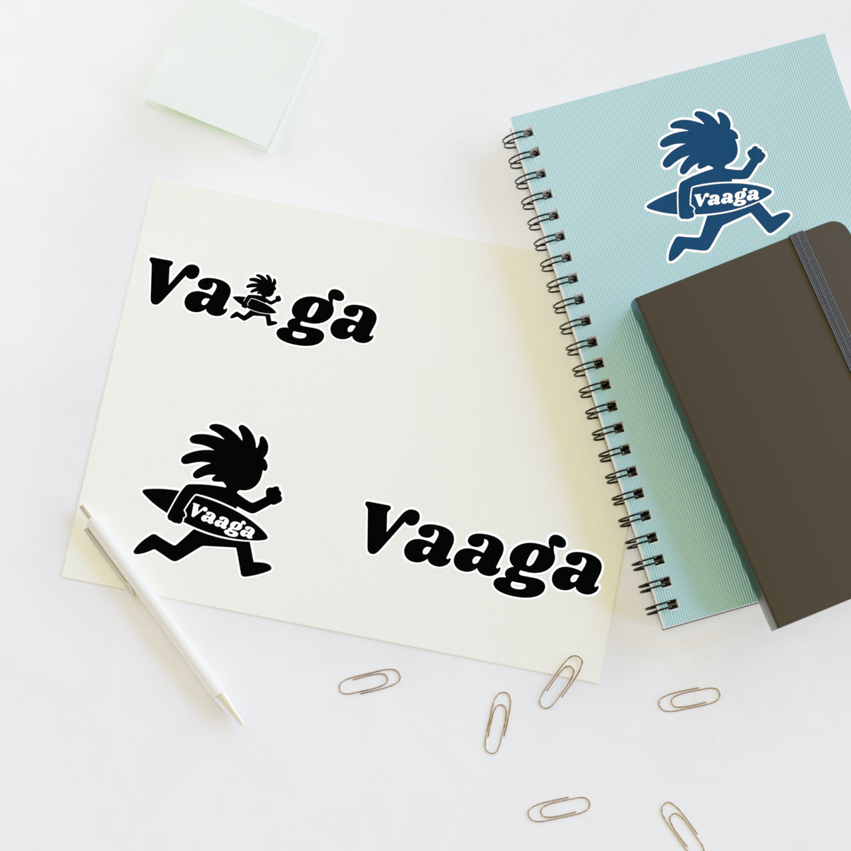Vaaga Surfing Character Sticker Sheet | Logo Decal Set